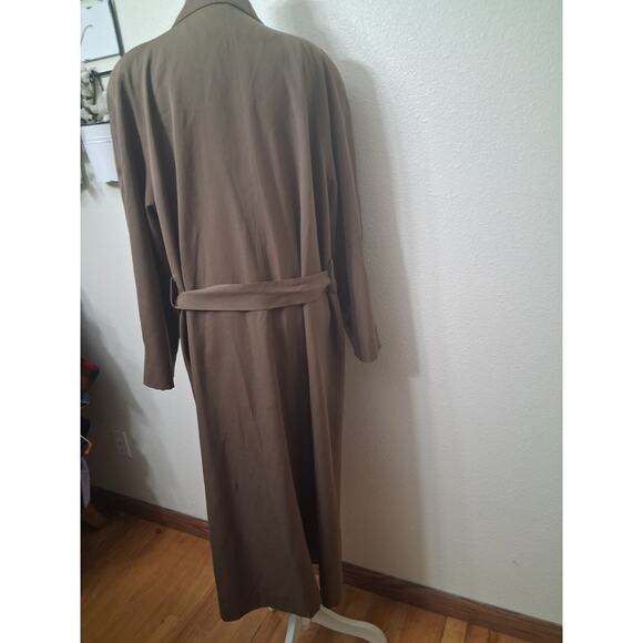 Kristen Blake 100% Wool Trench Coat Belted Sz L 12 Tan Long Winter Vtg USA Flaw - Picture 4 of 16